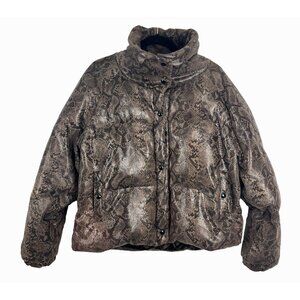 Blank NYC Brown Snakeskin Puffer Jacket Women's Size L